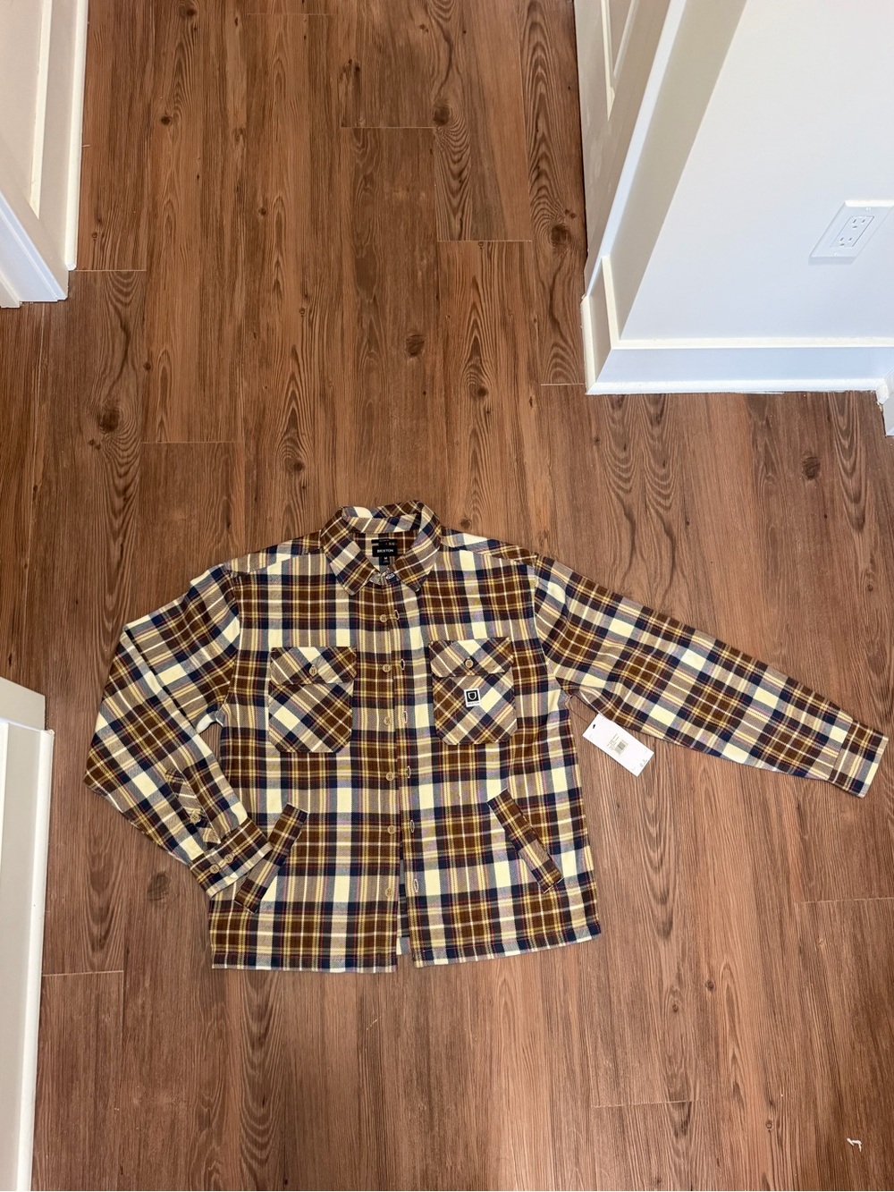 Brixton Men’s Yellow Brown Plaid Button-Down Shirt